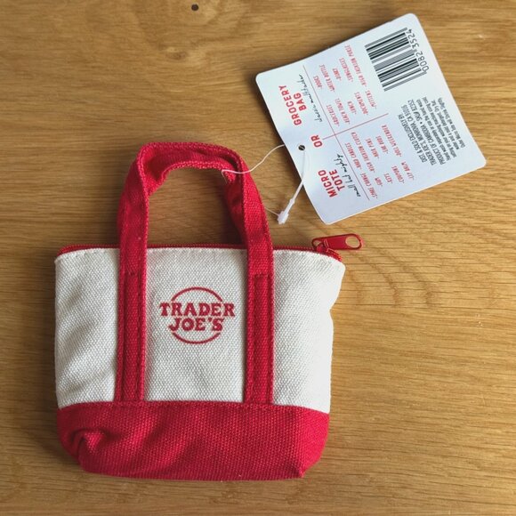 Trader Joe's Canvas Micro Tote with Grocery Bag, Red - Picture 3 of 15